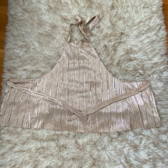 J.O.A. Metallic pink Halter Neck Sleeveless Top - Picture 3 of 5